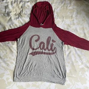 Red and grey hoodie